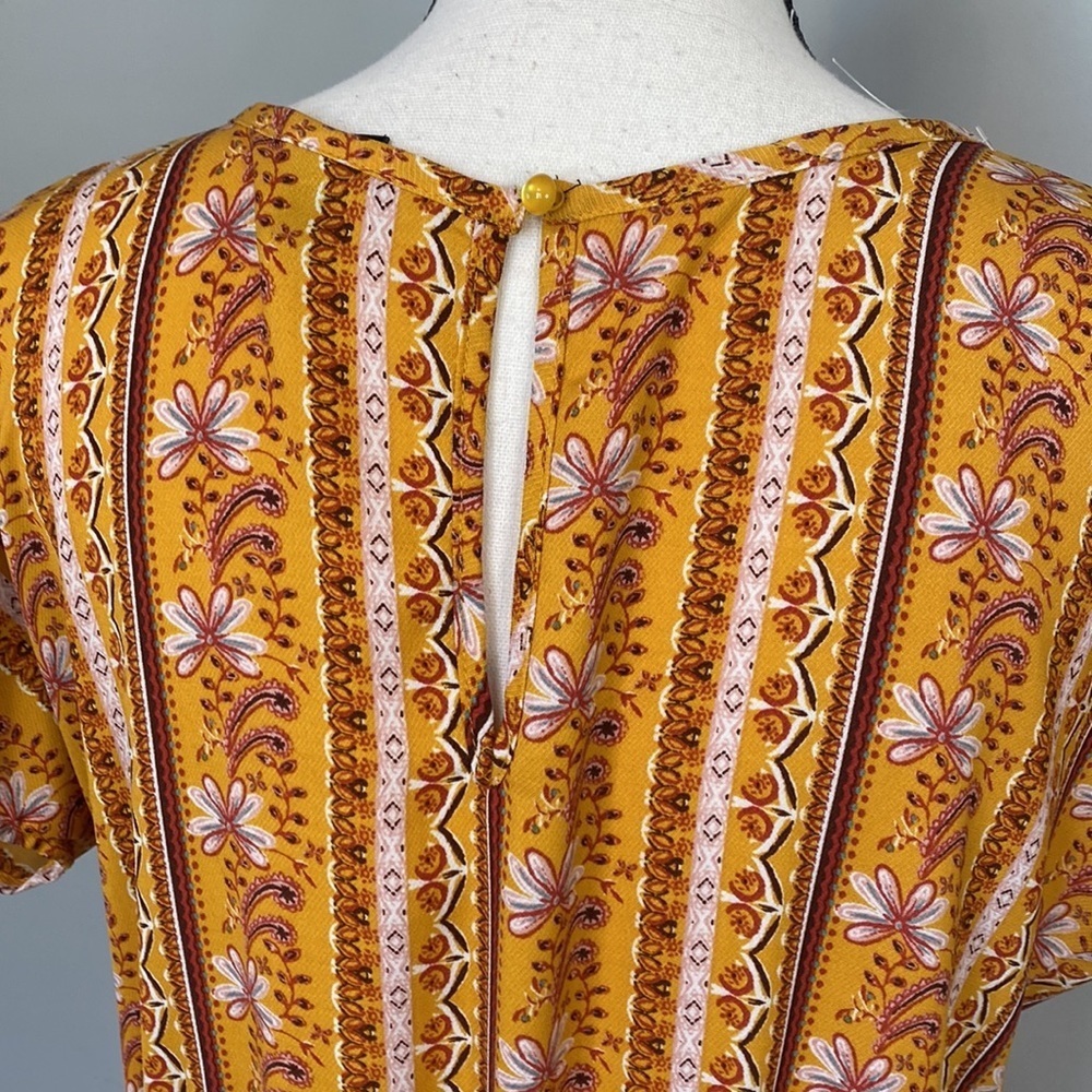 Art Class Girls Floral Mustard Yellow Bow Short Sleeve Jumpsuit XL 14/16 - Picture 6 of 8